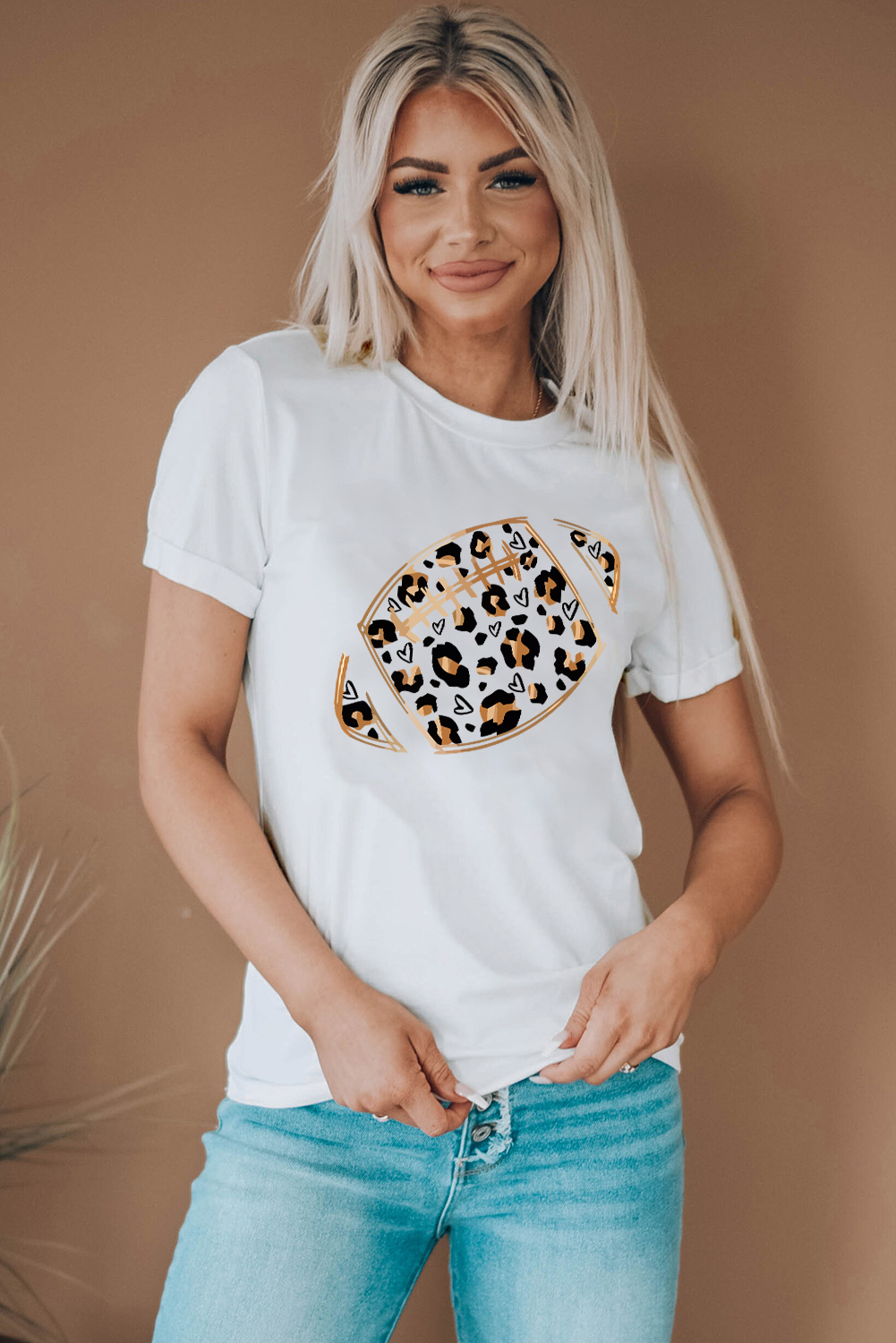 Khaki Game Day Rugby Football Season Leopard Lightning T Shirt