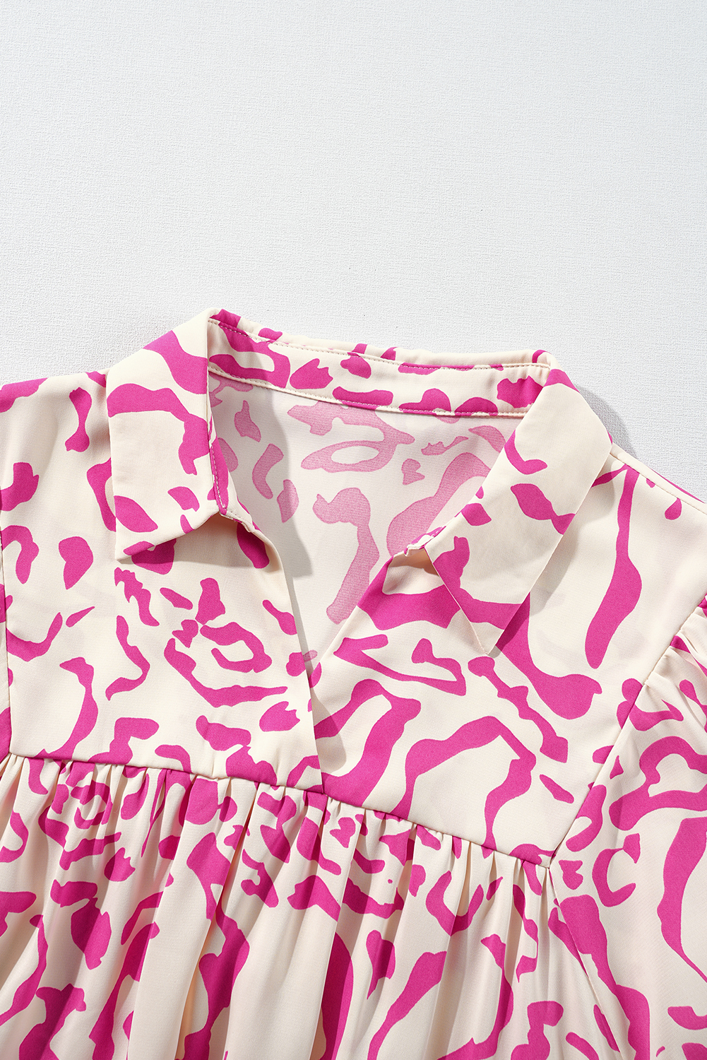 Pink Leopard Print Loose Fit Babydoll Mini Dress