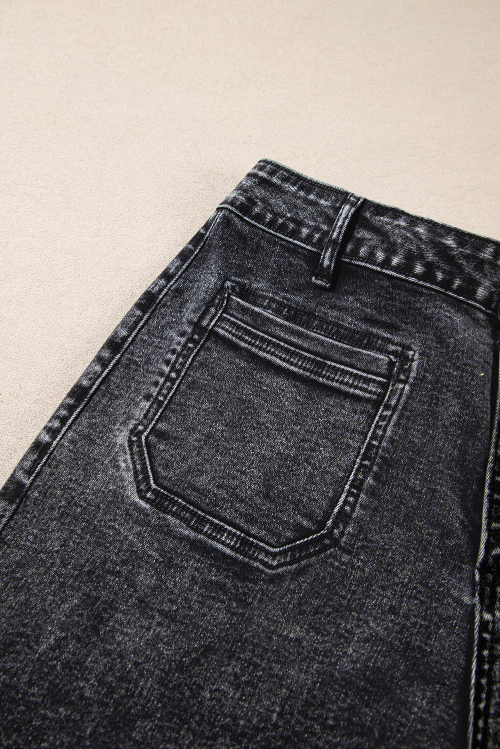 Light Blue Chic Patch Pocket Straight Leg Loose Jeans