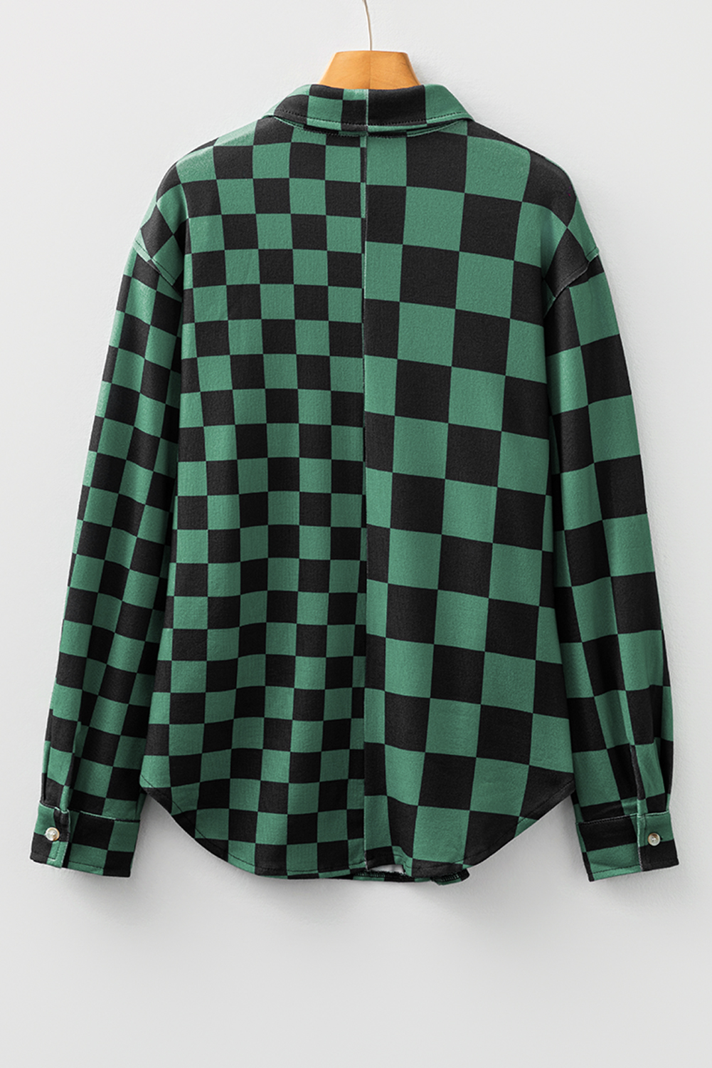 Khaki Checkerboard Flap Pocket Button Front Shacket