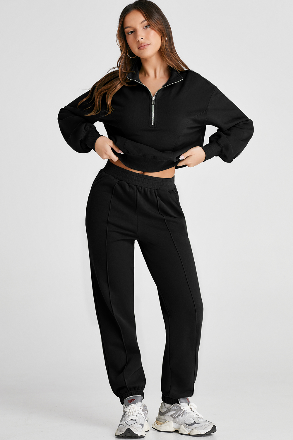 Vineyard Green Half Zip up Pullover Active Top and Joggers Set