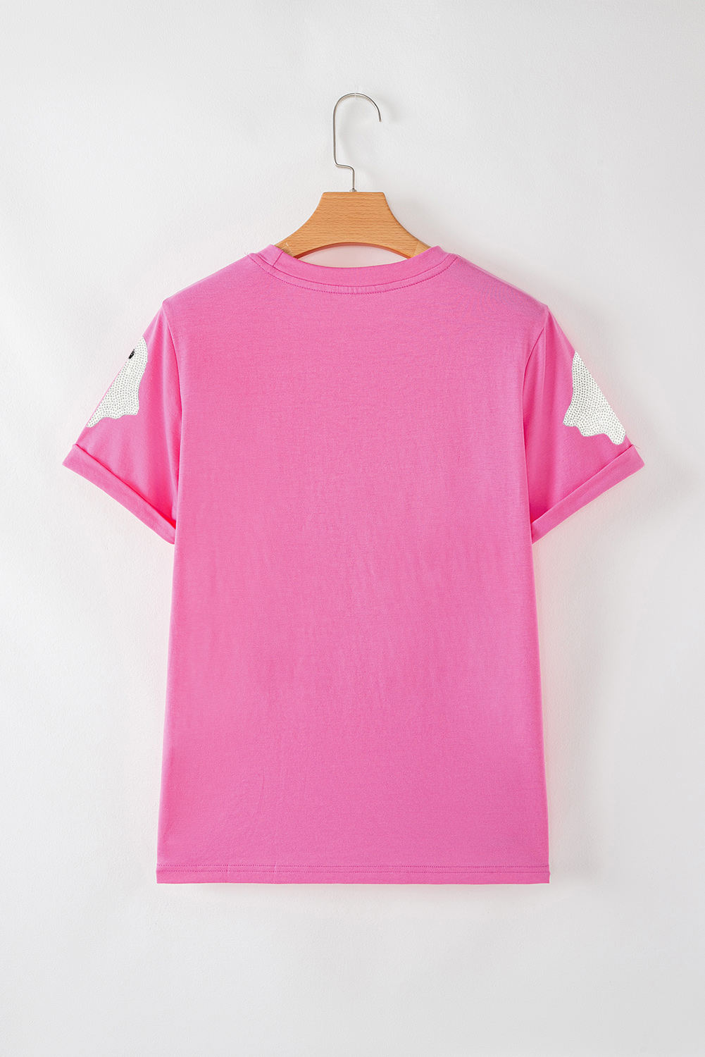 Wisteria Glitter Trim Chenille Ghost Patched Halloween Graphic Tee