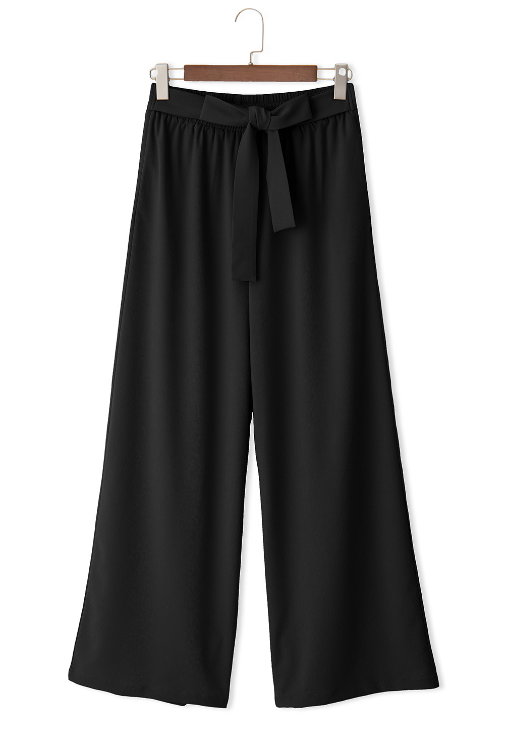 Rose Tan High Waisted Tie Front Side Pocket Wide Leg Flowy Casual Pants