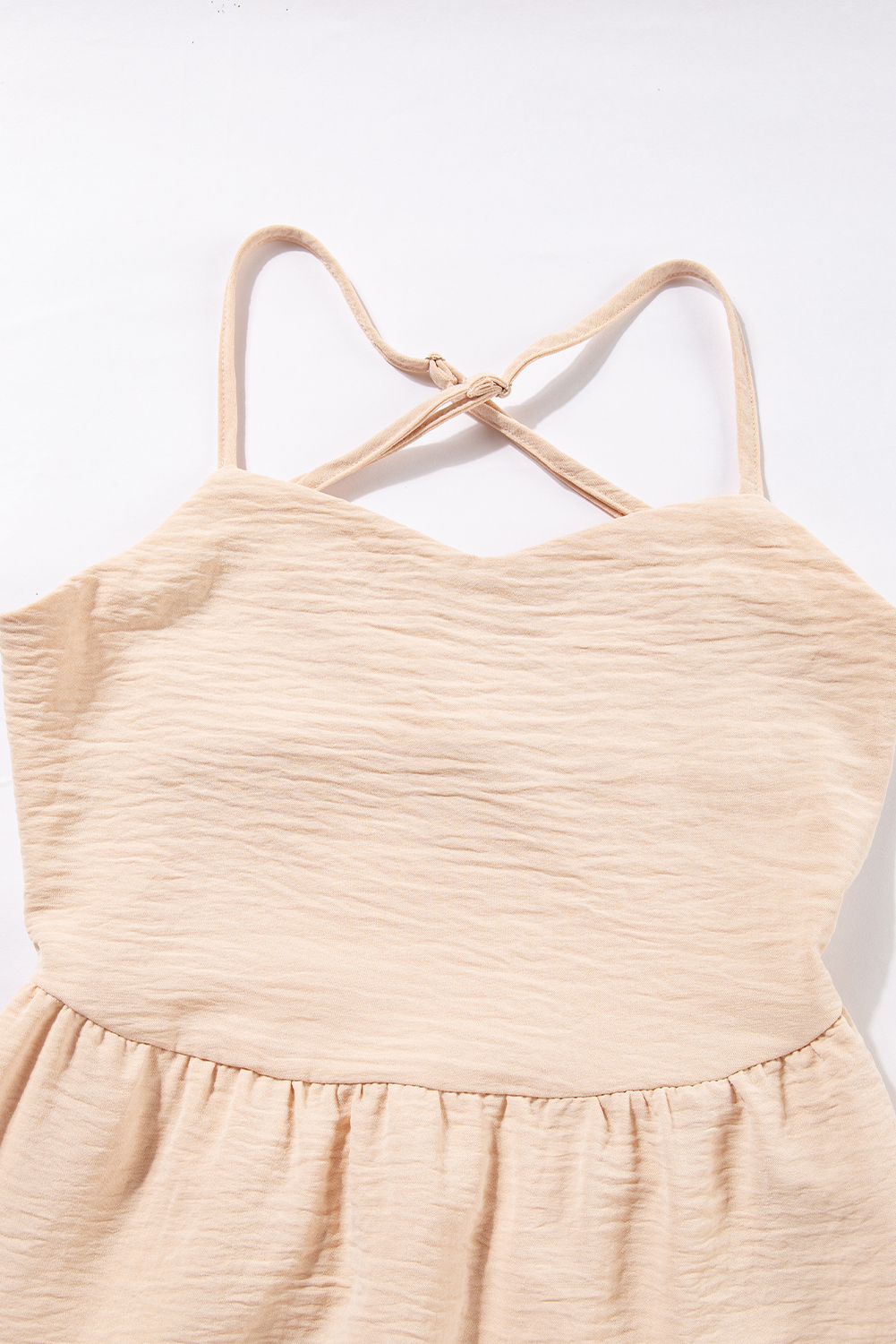 Oatmeal Crossover Backless Bodice Tiered Maxi Dress