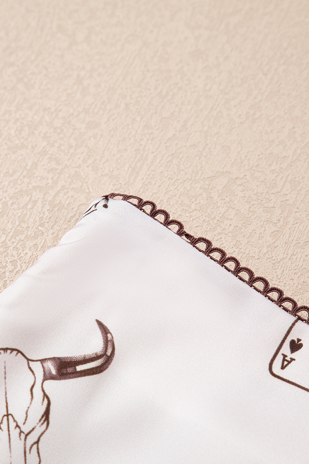 Beige Western Print Satin Long Skirt