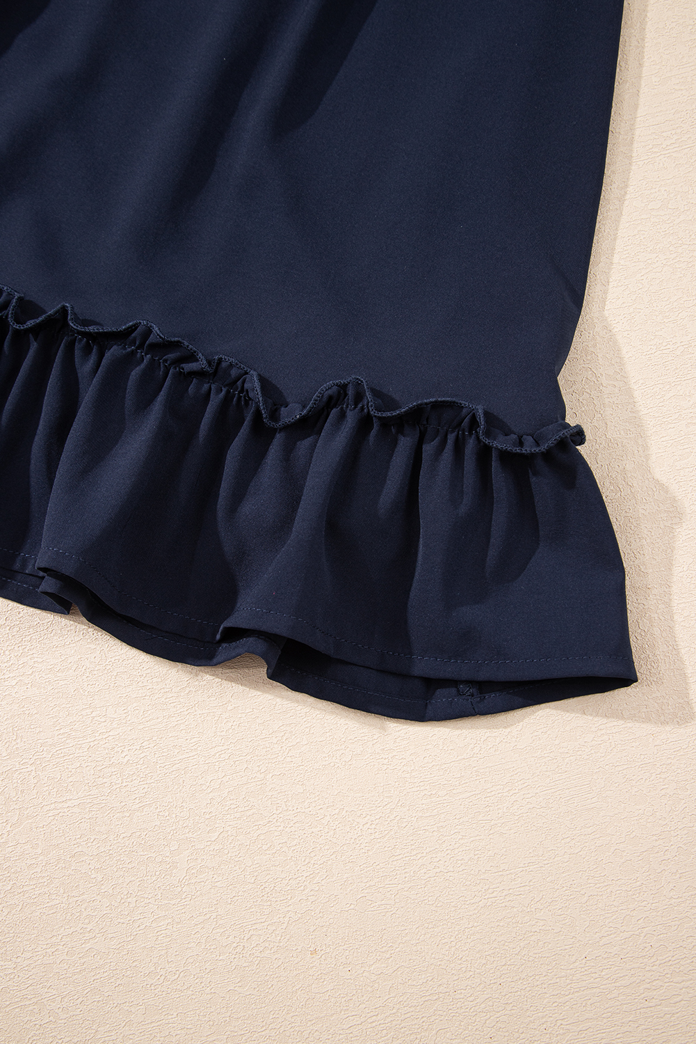 Blue White Plain Ruffled High Waist Square Neck Mini Dress