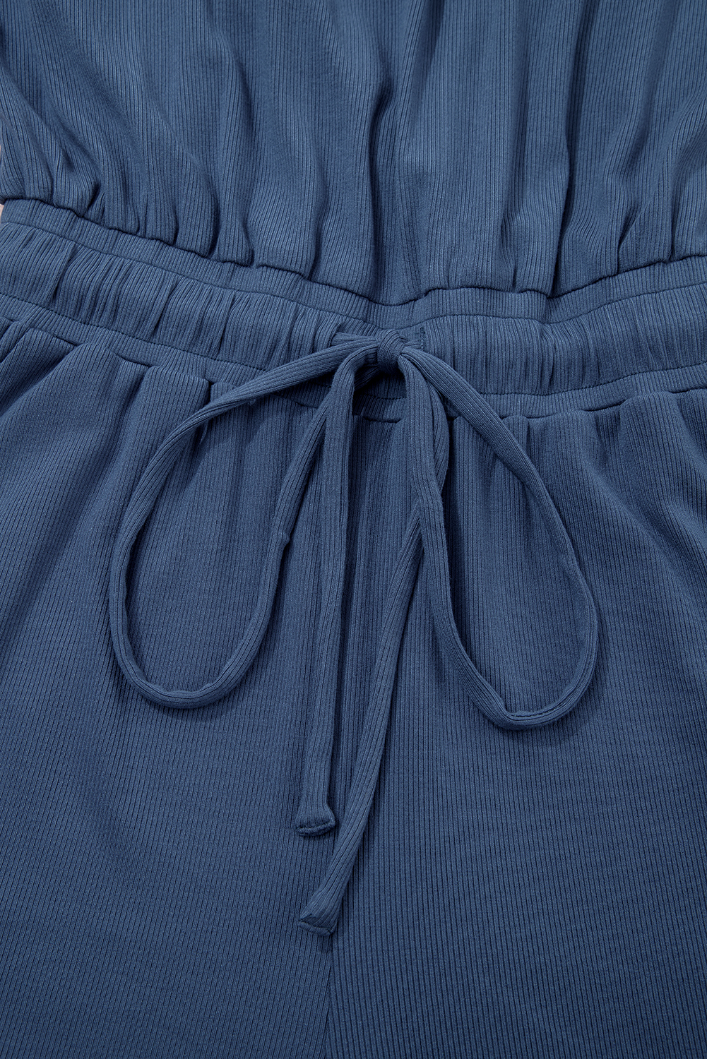 Bristol Black Knit Open Back Cap Sleeve Drawstring Elastic Waistband Romper