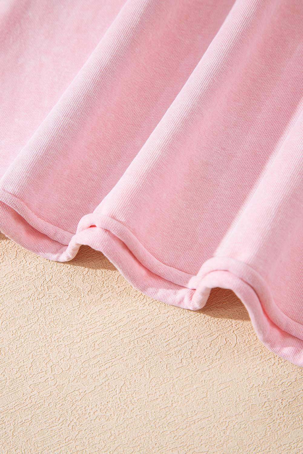 Light Pink Acid Wash Star Patched Rolled Trim Pants Set