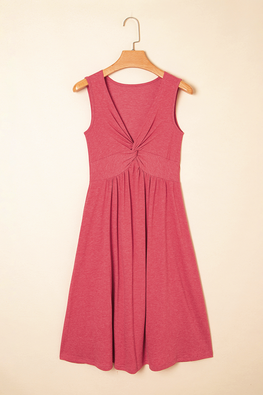 Blackish Green Twisted Bust V Neck Sleeveless Dress