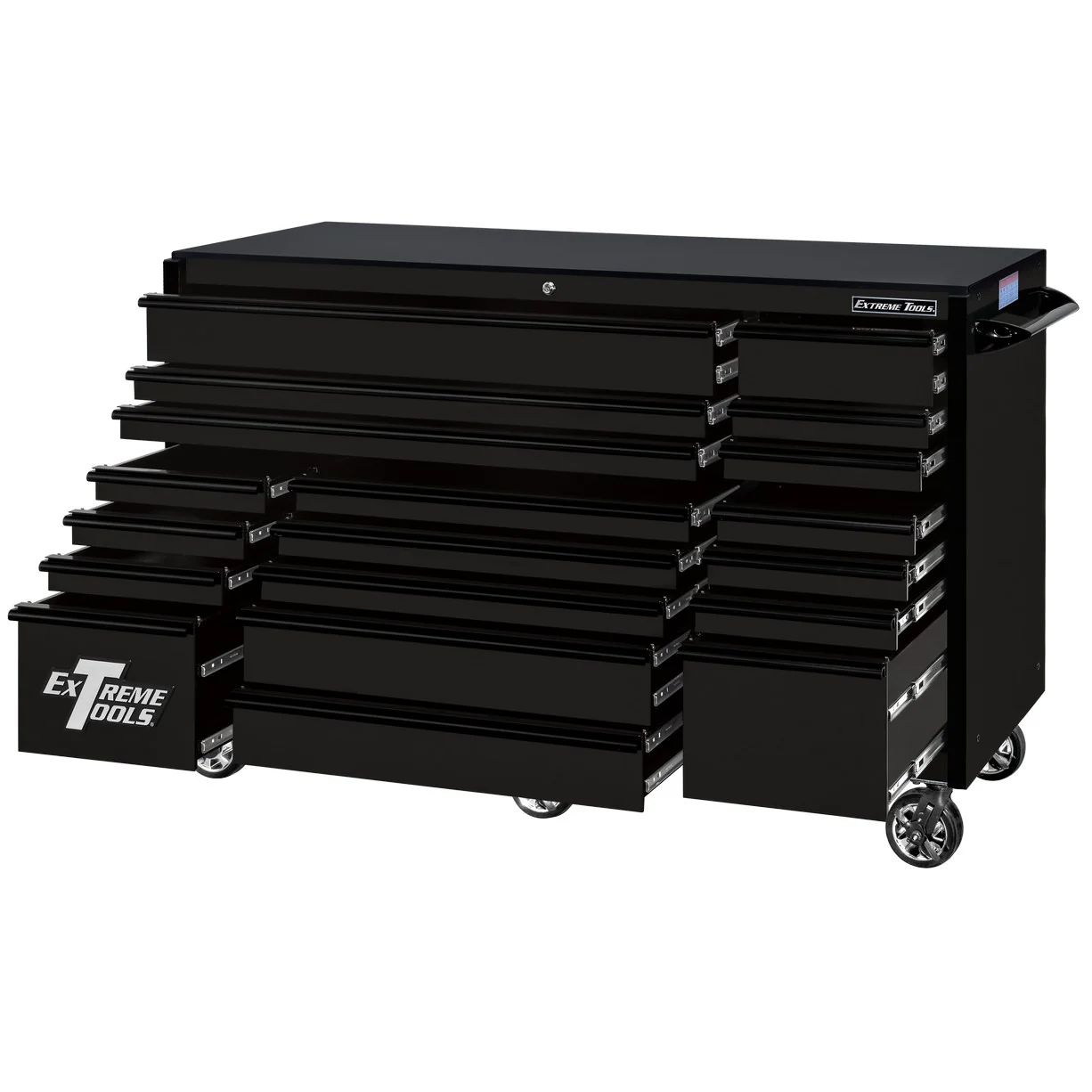 Extreme Tools RX250 Series 72-in x 30-in Roller Cabinet – 19-Drawer – 250 lb Drawer Slides