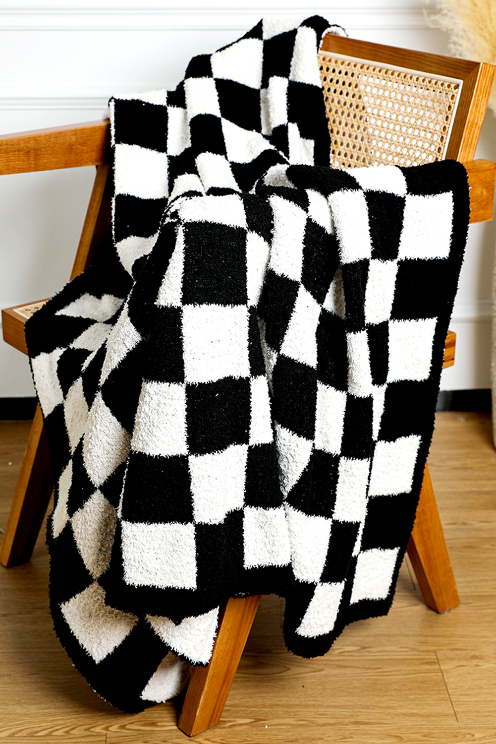 Fiery Red Plush Checkered Print Sofa Blanket 127*152cm