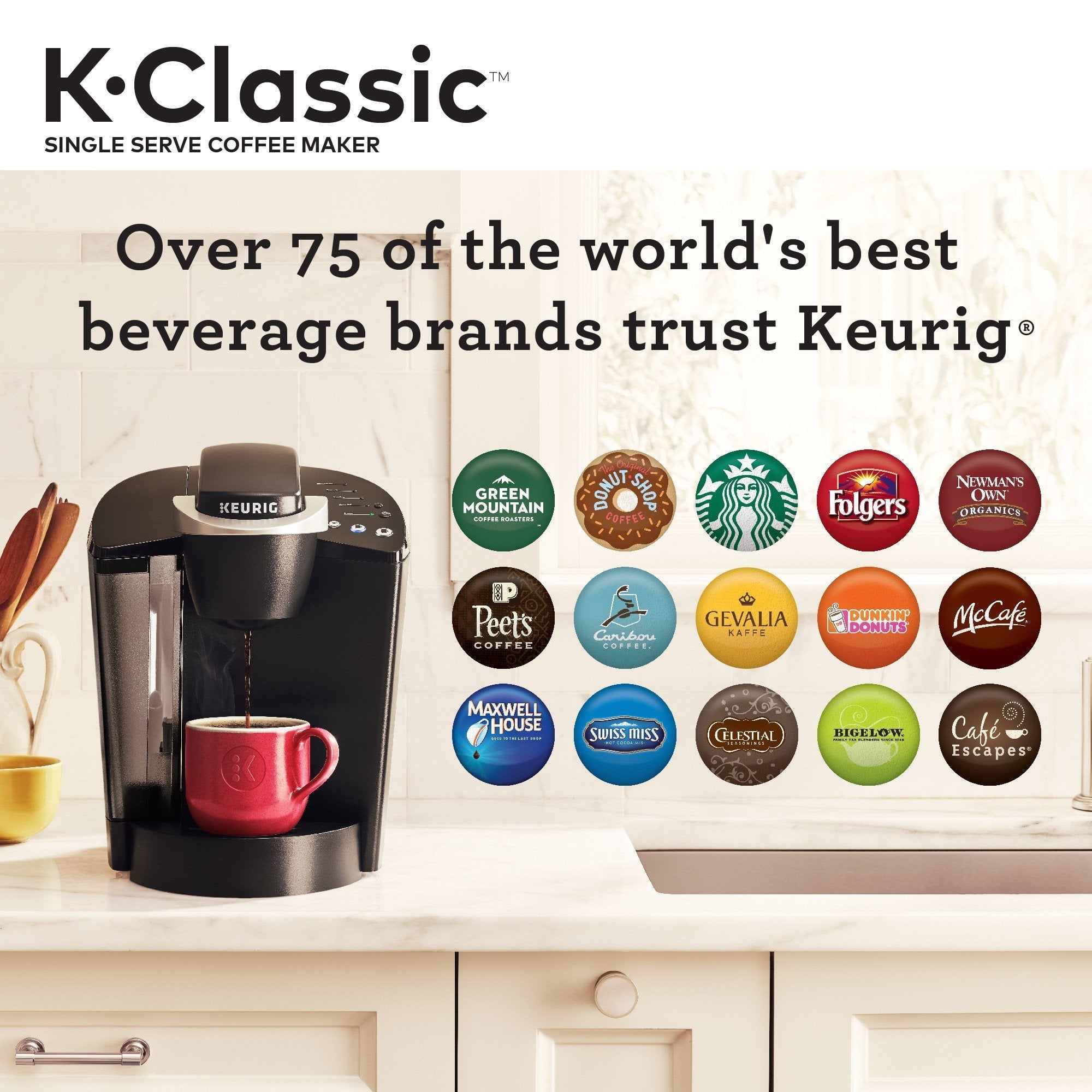Keurig K Classic Coffee Maker Single Serve K Cup Pod Coffee Maker, Black
