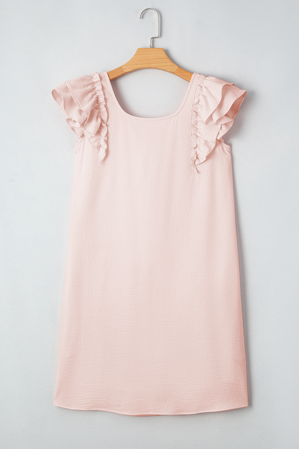 Beau Blue Textured Bow Knot Frilled Butterfly Sleeve Blouse