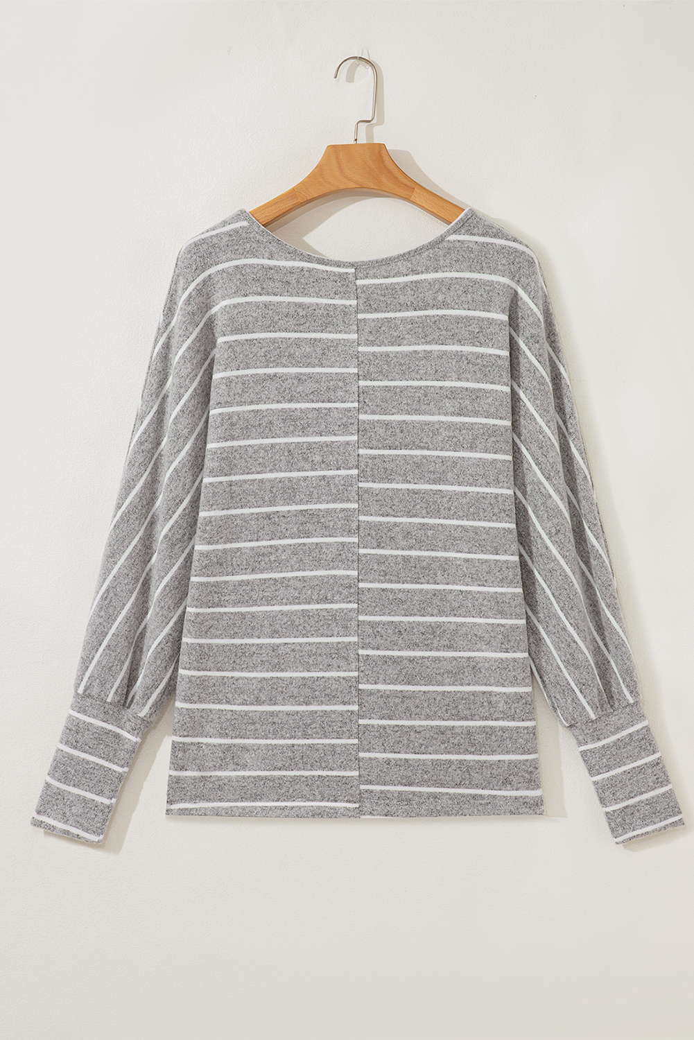 Gray Stripe Dolman Sleeve Drop Shoulder Top