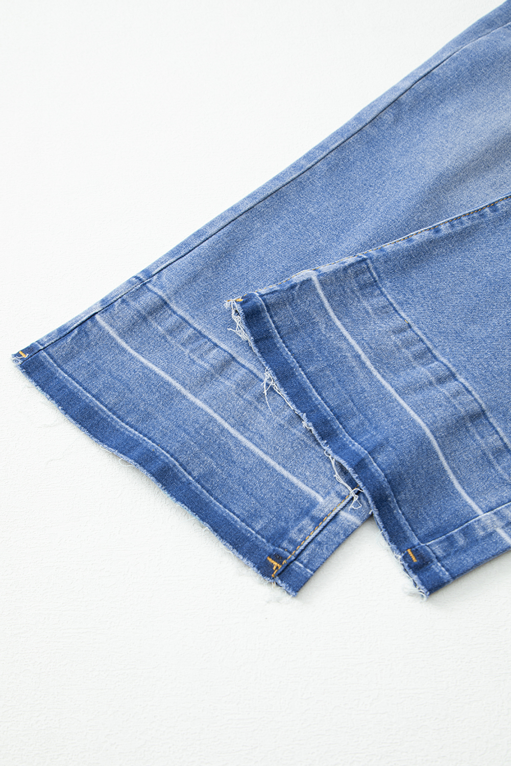 Real Teal Raw Hem Unique Cuffs Straight High Rise Loose Jeans
