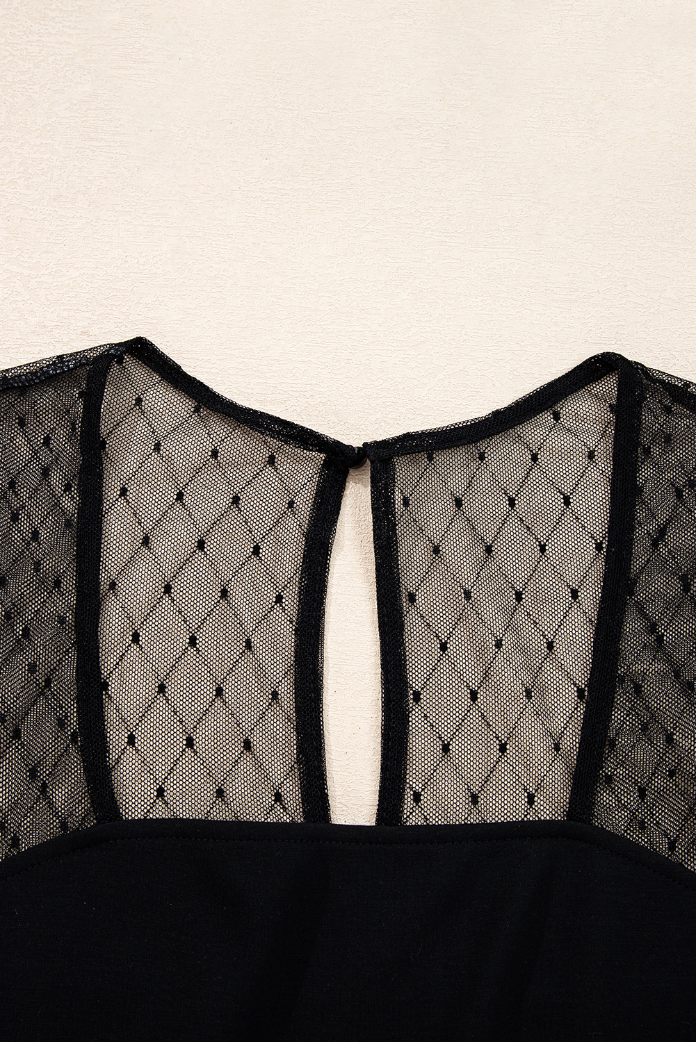 Black Polka Dot Mesh Long Sleeve Square Neck Bodysuit