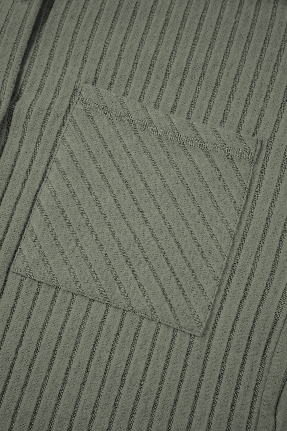 Mist Green Thermal Ribbed Texture Drop Shoulder Button Up Shacket