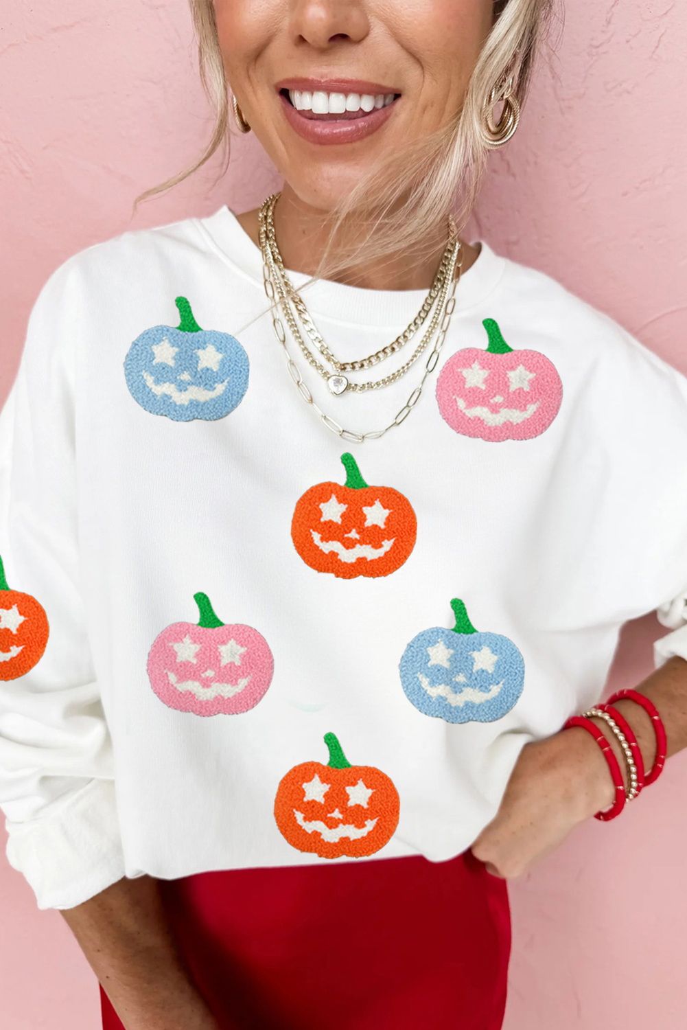 White Cute Halloween Jack-o-lantern Holiday Sweatshirt