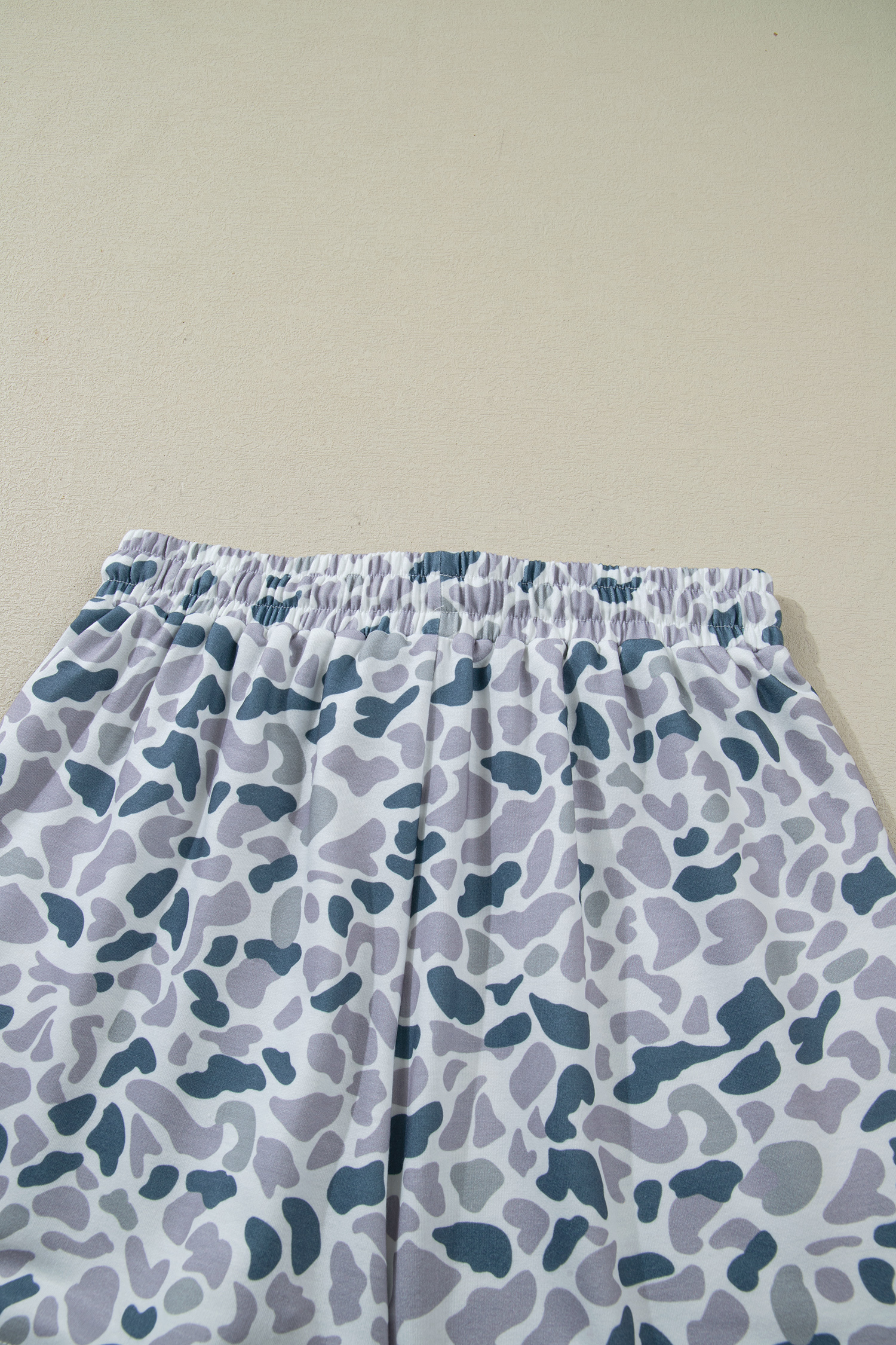 Beige Camo Print Wide Leg Casual Pants