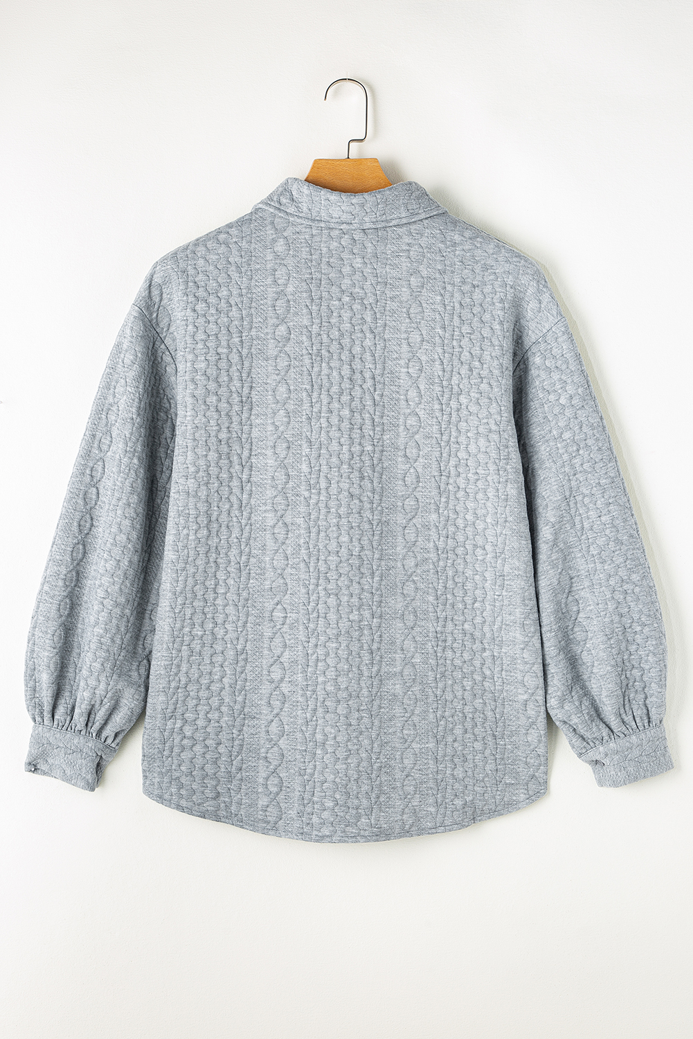 Sepia Rose Cable Texture Puff Sleeve Loose Shacket