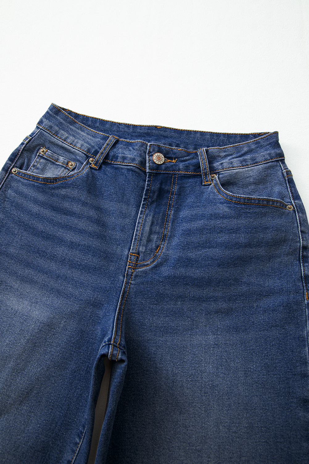 Real Teal Raw Hem Unique Cuffs Straight High Rise Loose Jeans