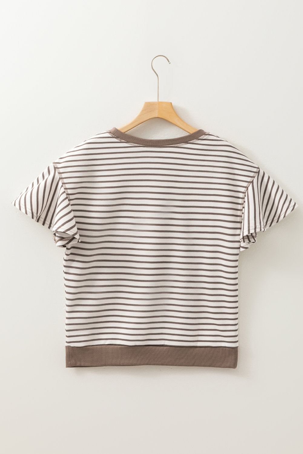 Parchment Sequin Rodeo Patch Pattern Striped Ruffled Sleeve Summer Top