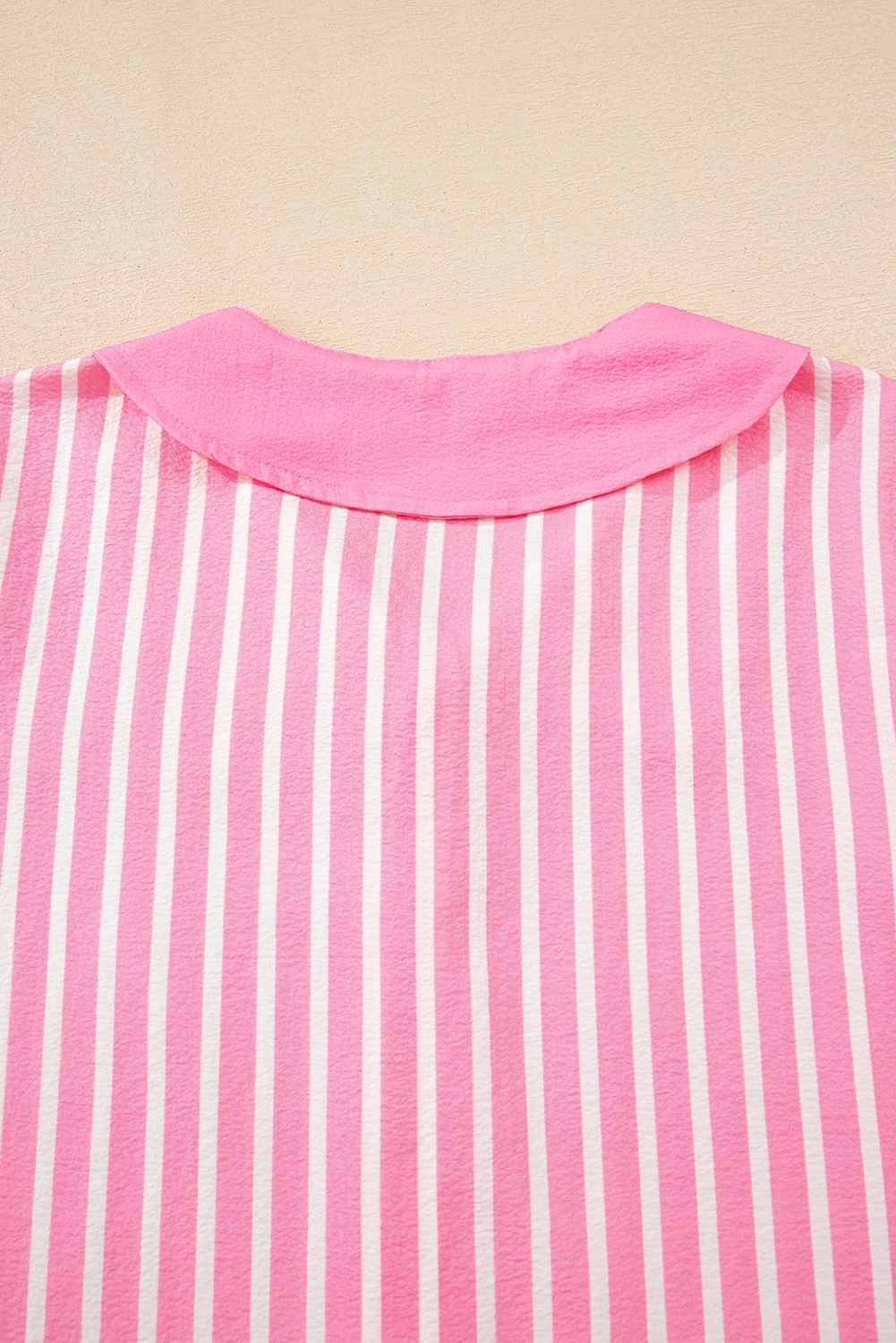 Pink Stripe Buttoned Front Long Sleeve Top and Pants 2 Piece Sleepwear