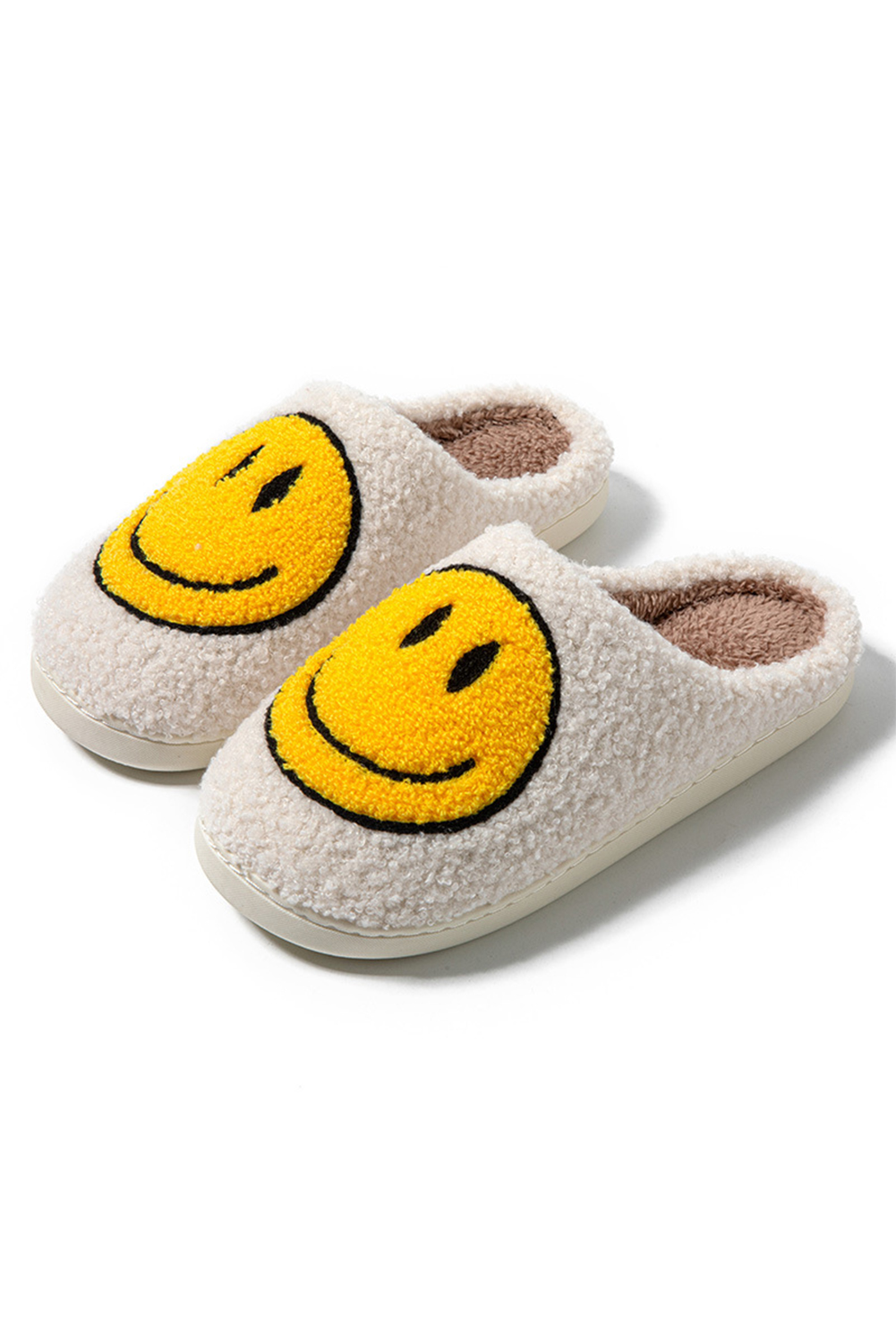 Pink Smile Face Print Non-slip Plush Slippers