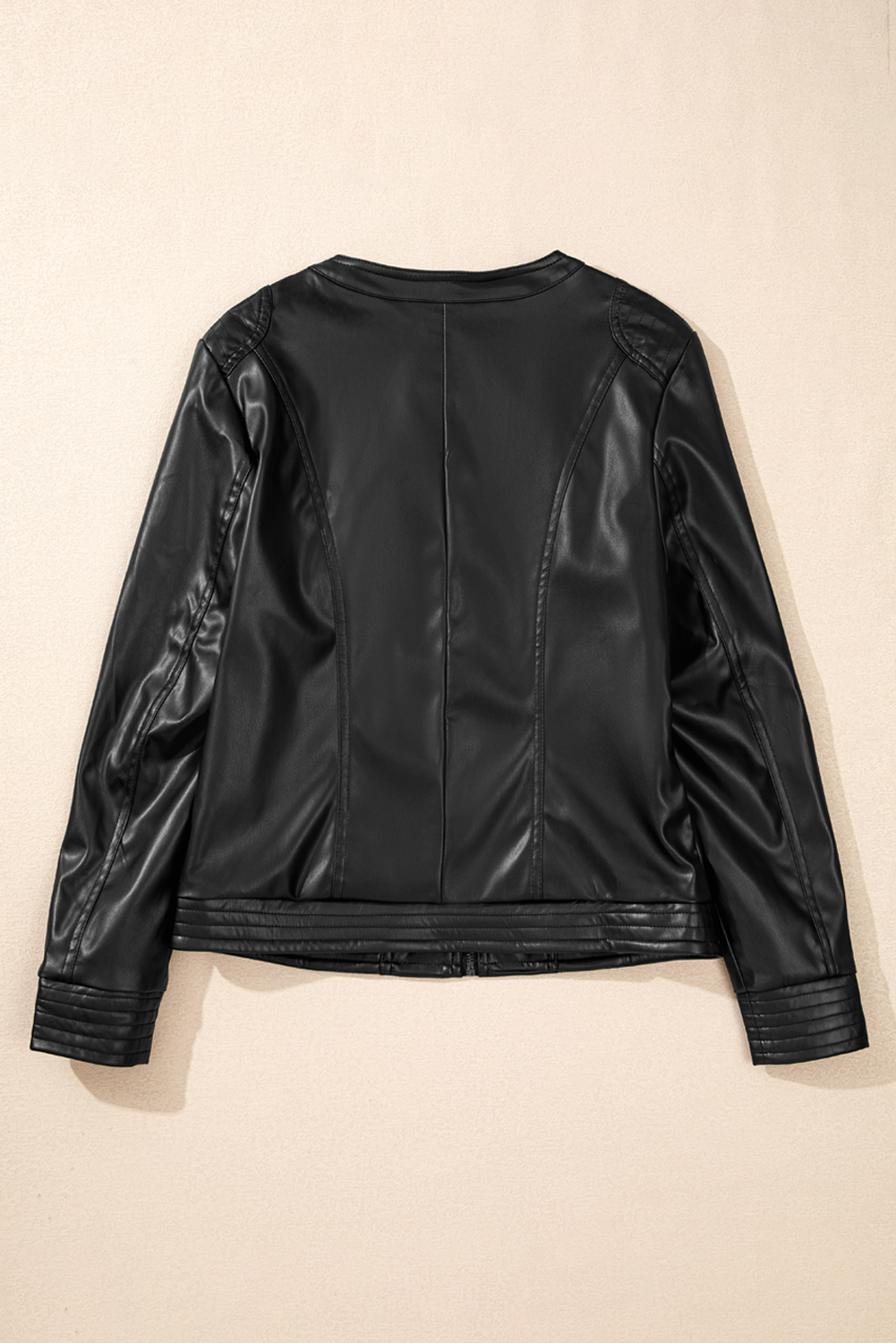 Chestnut Solid Faux Leather Zipper Slim Fit Bomber Jacket