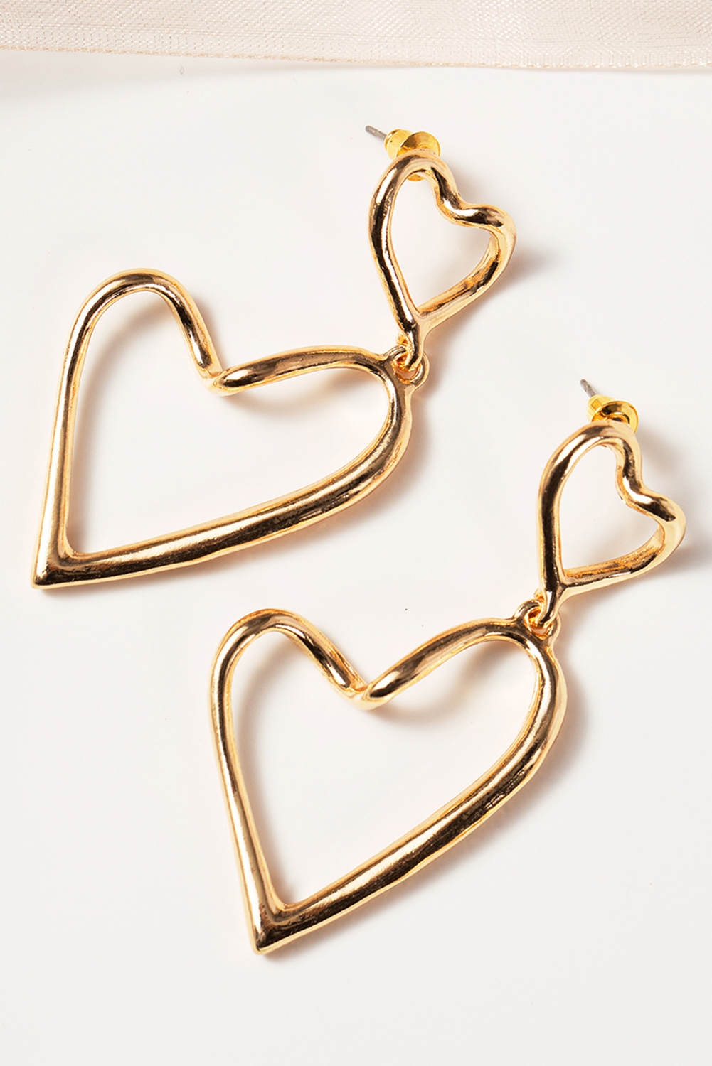 Red Valentines Day Heart Shape Tiered Dangle Earring