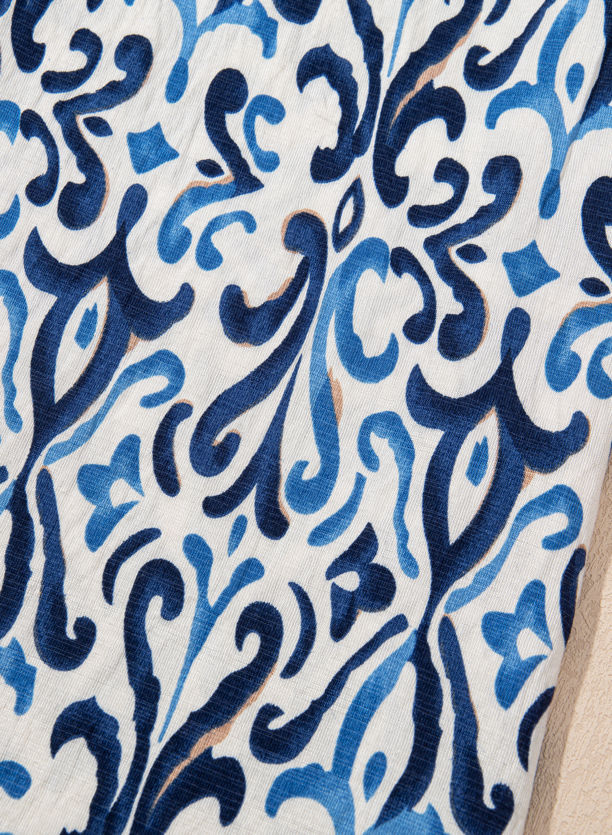 Sky Blue Boho Print Smocked High Waist Maxi Dress