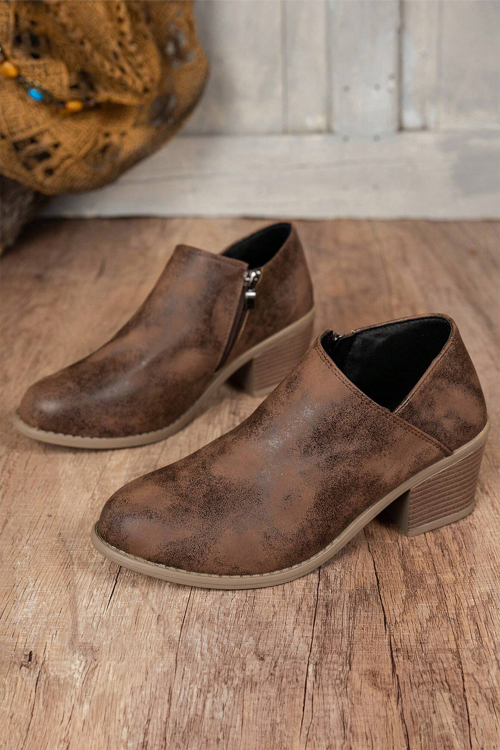 Philippine Gray Tulip Opening Suede Ankle Boots