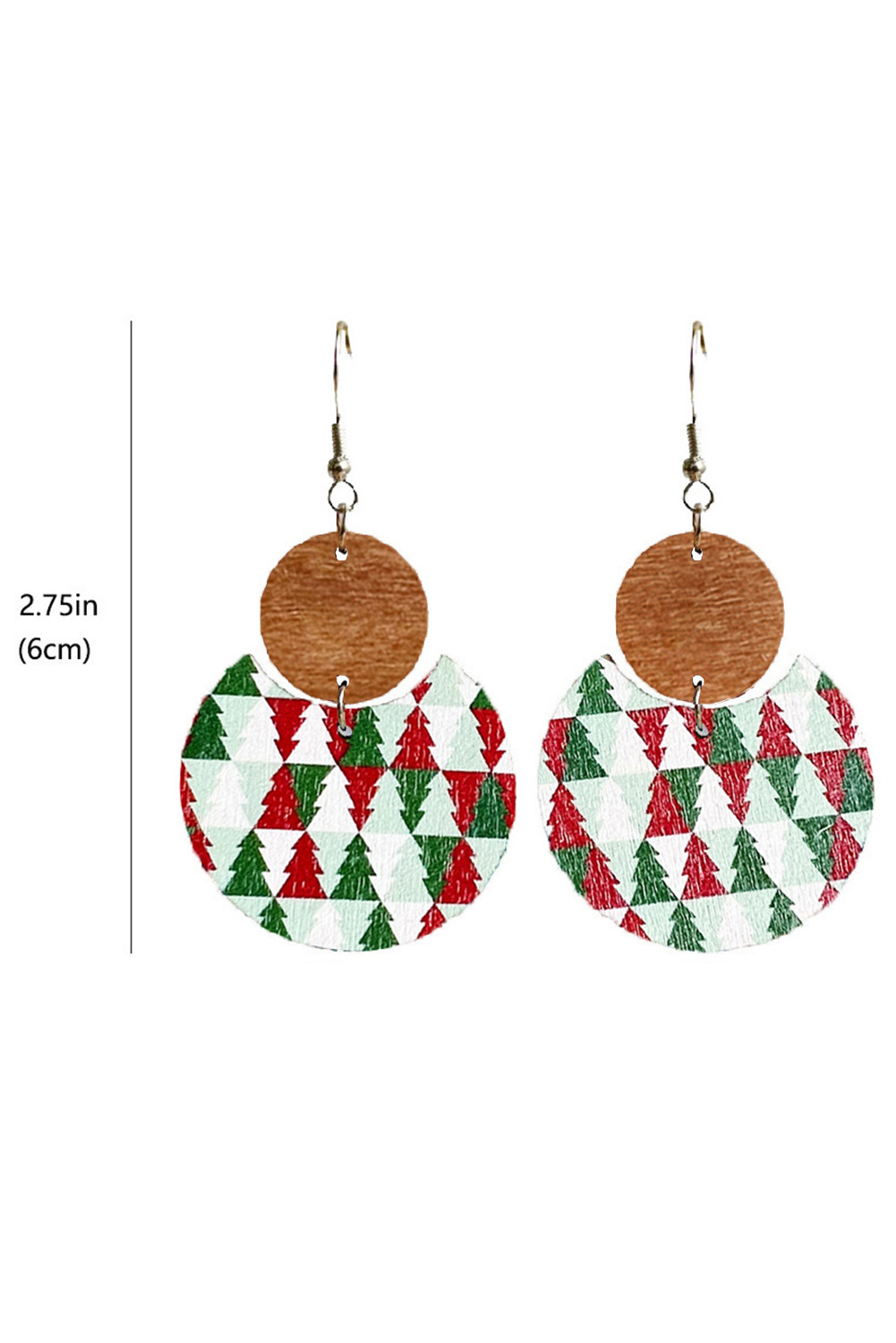 Red Shade Of Leopard Plaid Christmas Tree Earrings