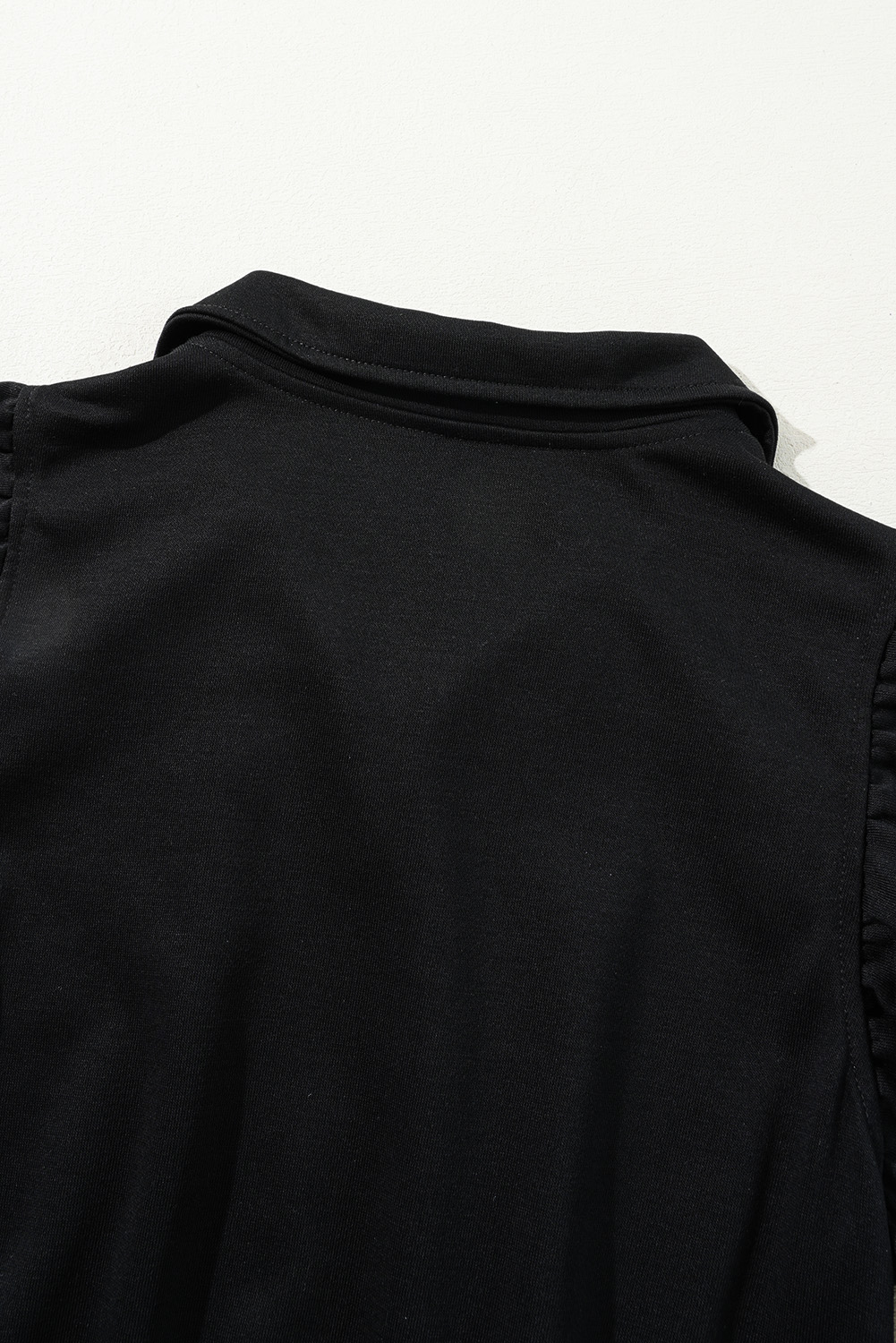 Black Zipper Flutter Sleeve Drawstring Elastic Waistband Jumpsuit