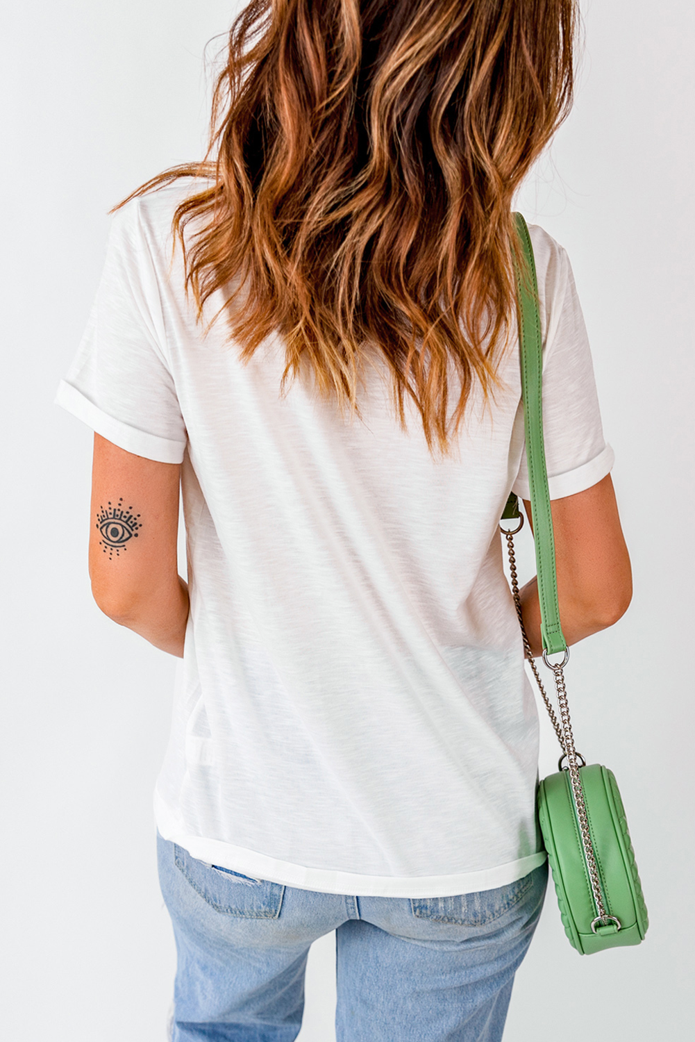 White mama Heart Embroidered Crew Neck T Shirt