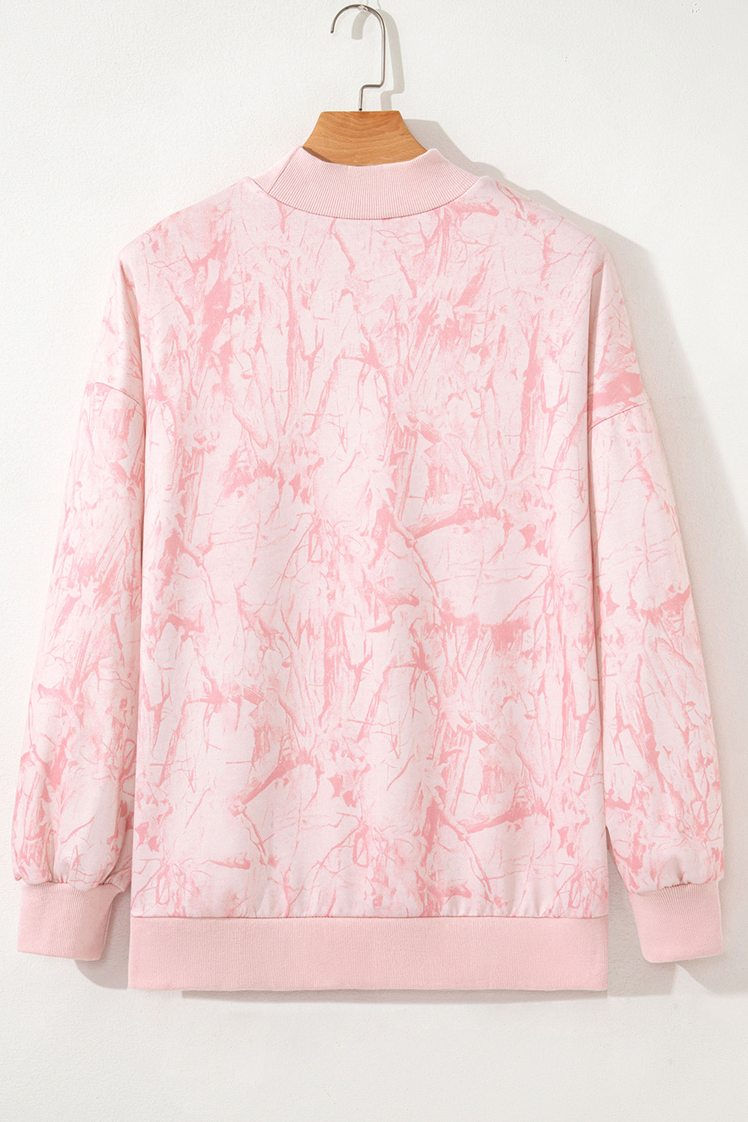 Pink Tie Dye Camo Sequin Love Heart Patched Mock Neck Sweatshirt