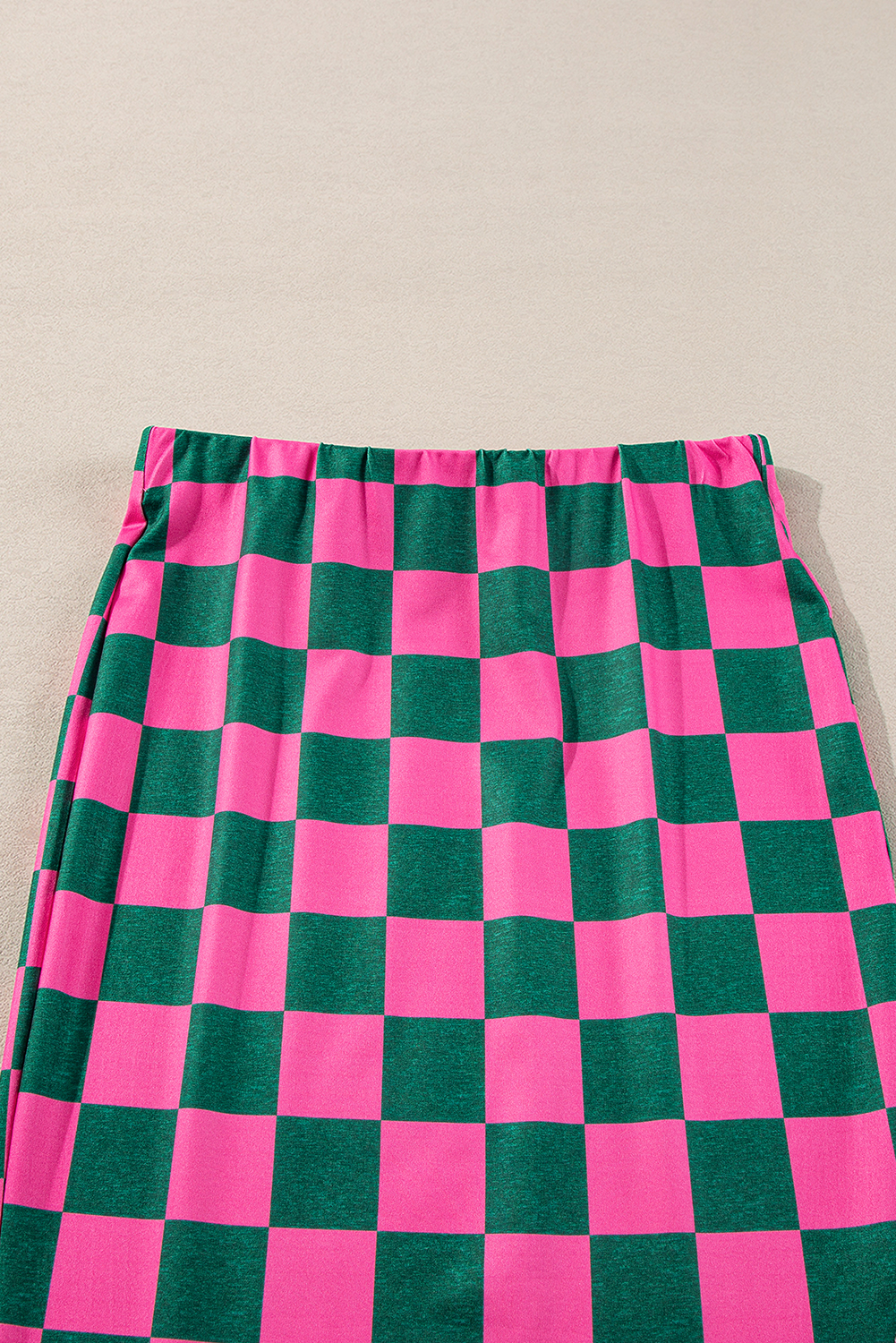 Black 2-Tone Checked Print High Waist Wide Leg Pants
