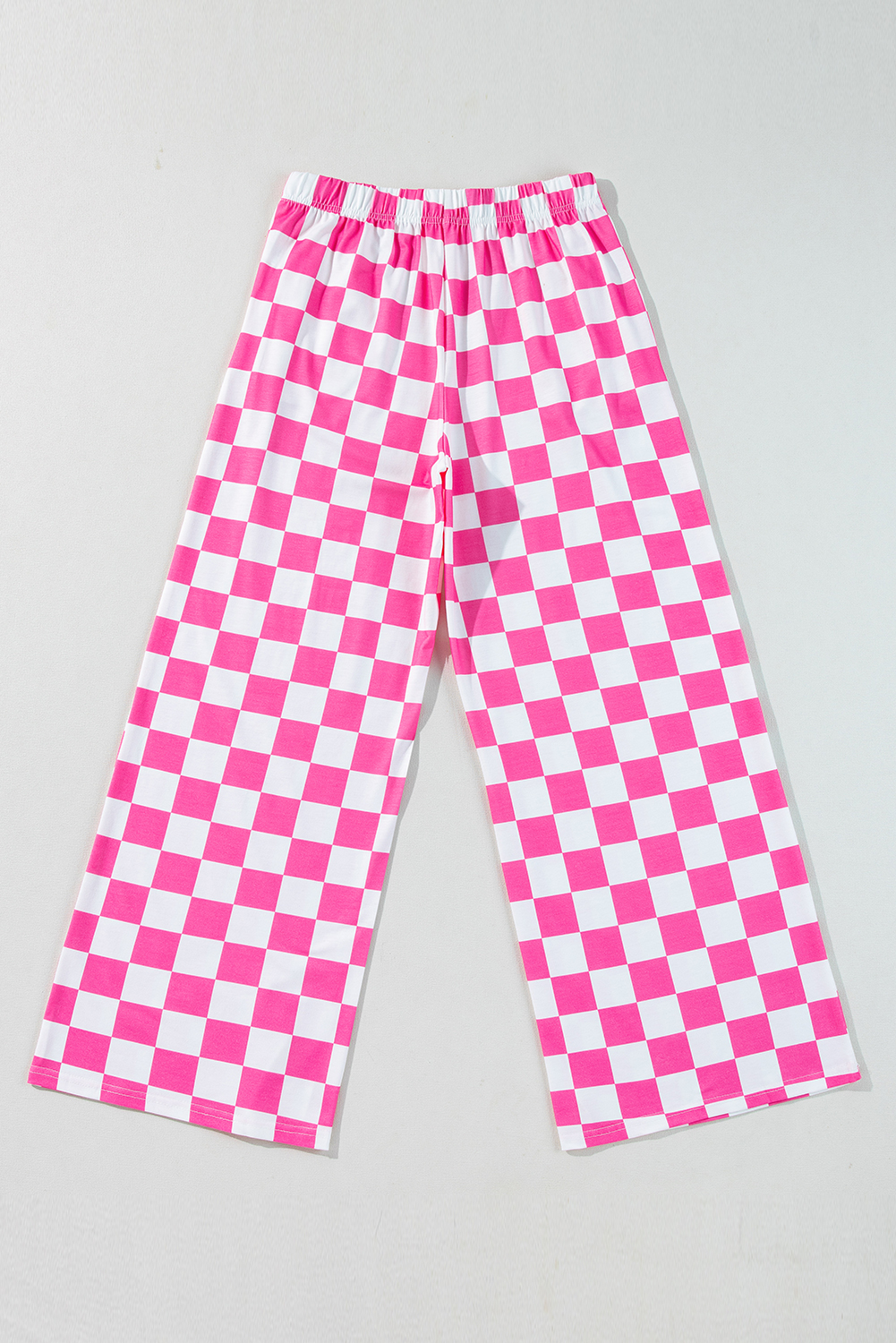 Black 2-Tone Checked Print High Waist Wide Leg Pants