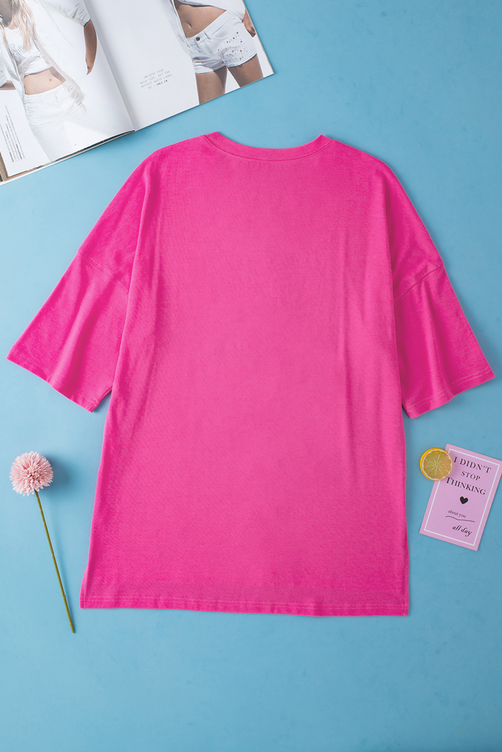 Rose Red Rhinestoned MAMA Graphic Drop Shoulder Half Sleeve Tee