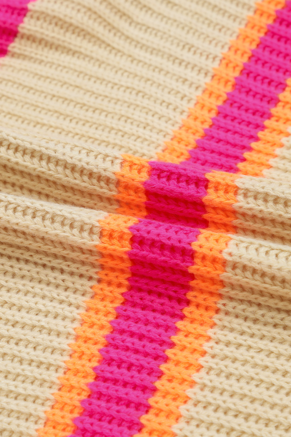 Stripe Printed Ribbed Long Knitted Cardigan