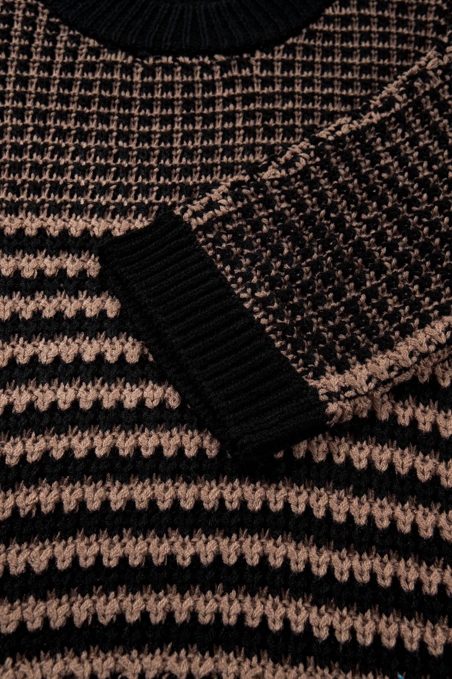 Black Stripe 3/4 Draped Sleeve Slouchy Sweater