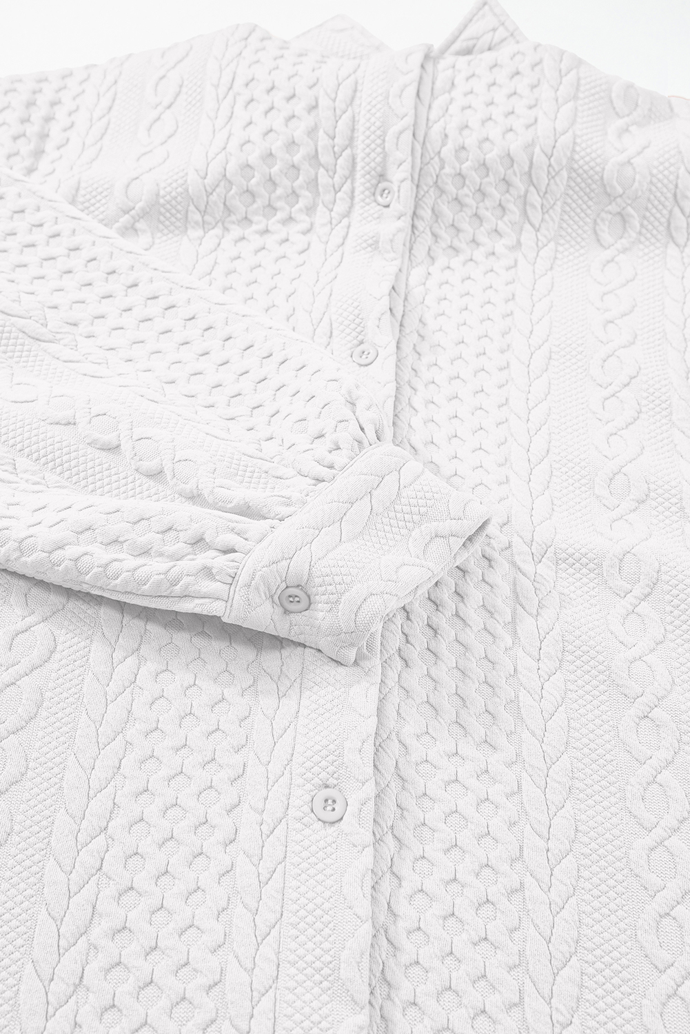 Sepia Rose Cable Texture Puff Sleeve Loose Shacket