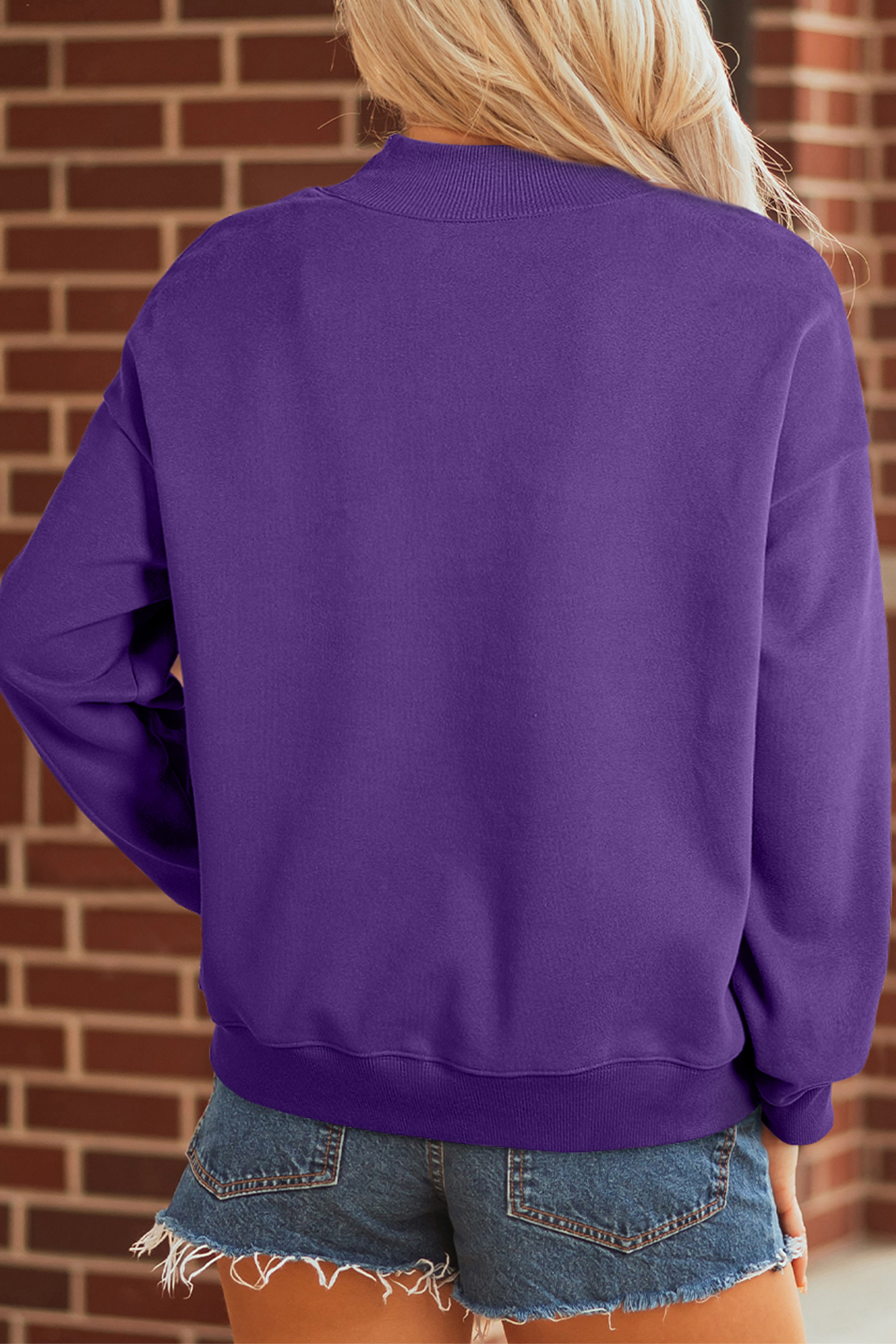 Tillandsia Purple MARDI GRAS Leopard Lightning Sequin Graphic Mock Neck Sweatshirt