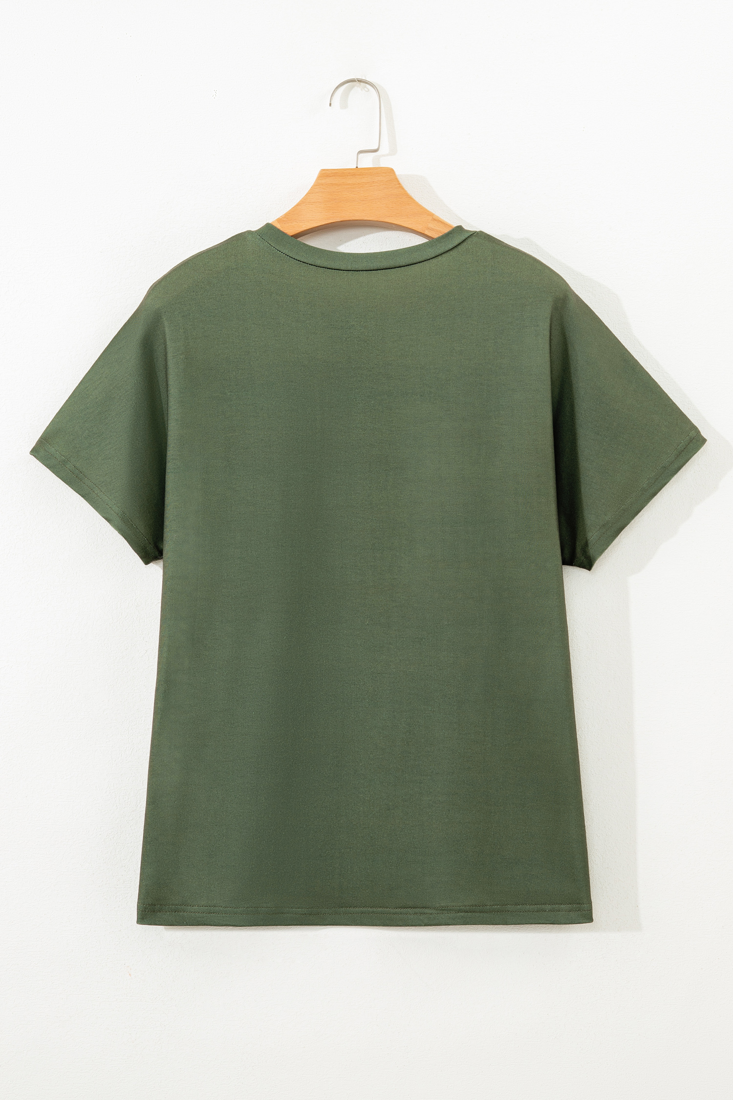 Four Leaf Clover Striped Half Buttons Crew Neck T-Shirt