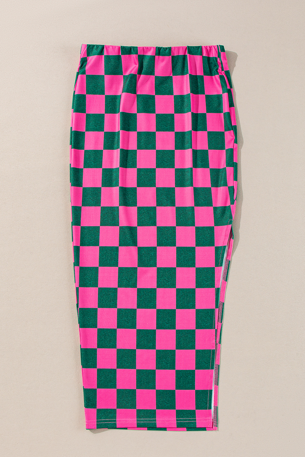 Black 2-Tone Checked Print High Waist Wide Leg Pants