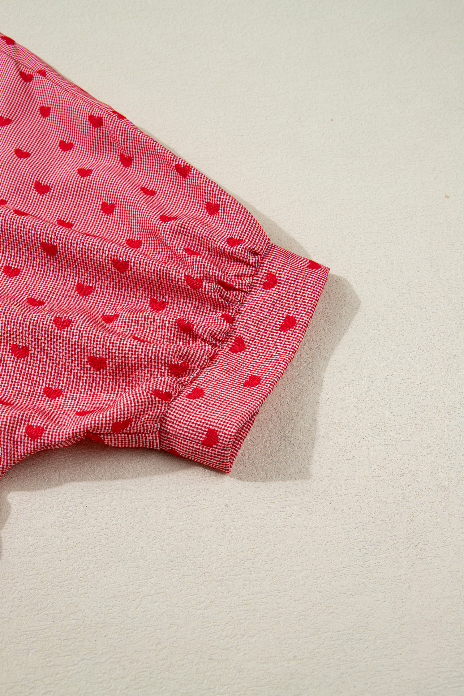 Red Heart Shape Print Half Sleeve Loose Valentine Shirt