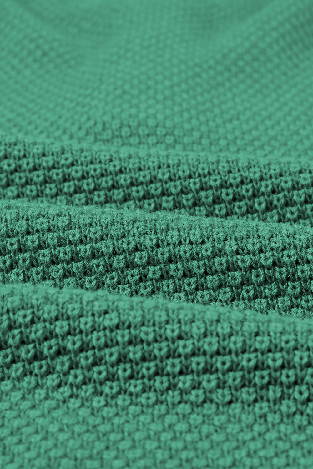Green Henley Pullover Drop Shoulder Sweater with Slits
