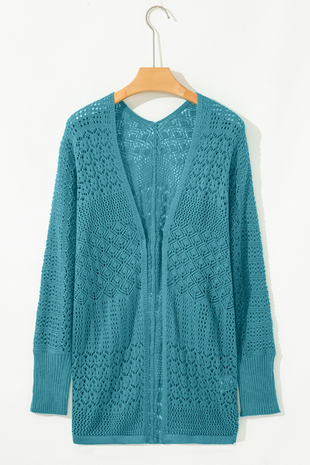 Redwood Burl Mixed Pattern Knitted Open Front Plus Cardigan