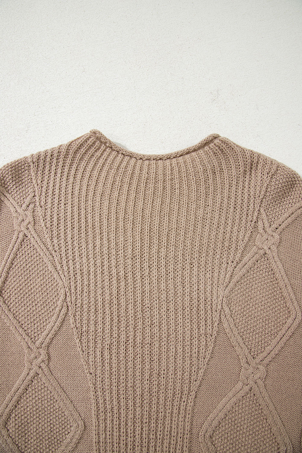 Smoke Gray Textured Knit High Neck Sweater T Shirt