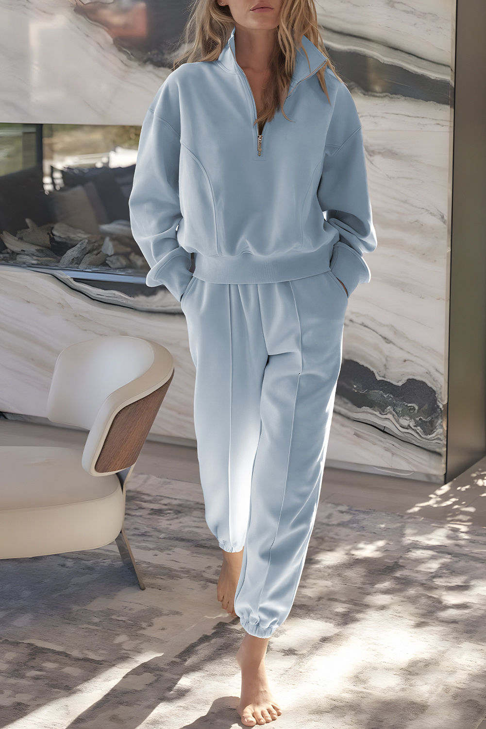 Vineyard Green Half Zip up Pullover Active Top and Joggers Set